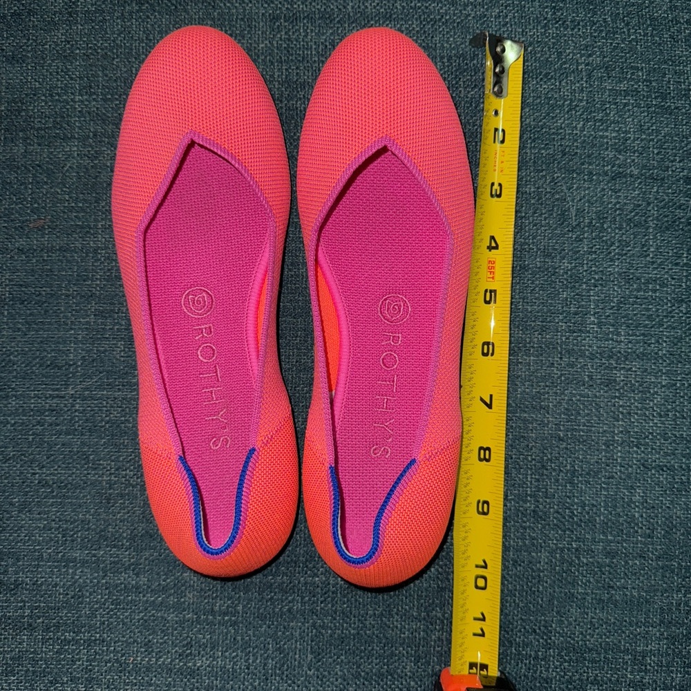 Rothy's Vibrant Pink Flats with Blue Accents - Picture 8 of 9
